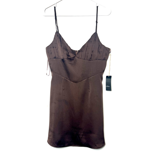 West of Melrose Dress Womens Size M Brown Short Satin Vintage NWT Deadstock - Picture 1 of 14